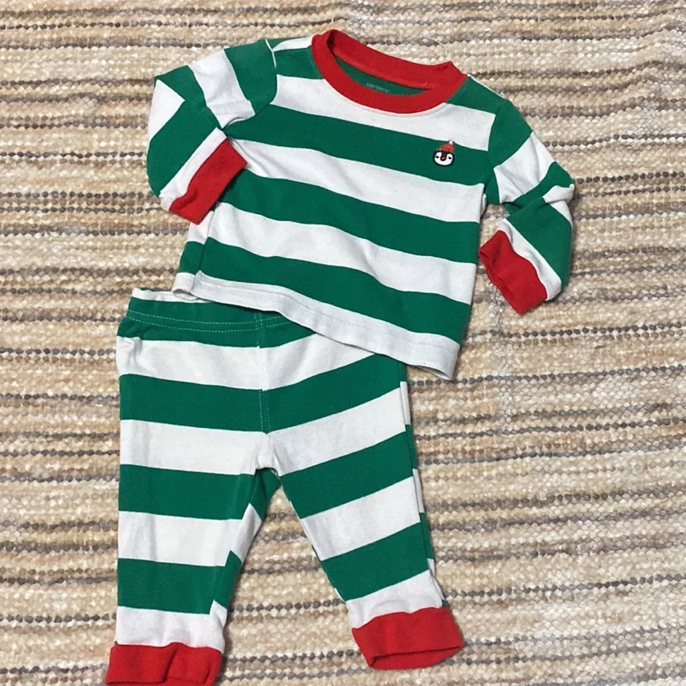 Carters Baby Boy Moose Joggers Penguin Stripes Pajamas Outfit Bundle Lot 6M